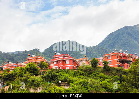 Moderne Wohnbauten Architektur, Wohnungen in neuen städtischen Wohnraums, moderne Apartments, Landschaft Gebäude Apartments und Gehäuse von kathmand Stockfoto