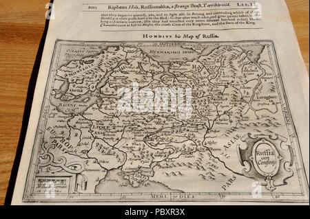 Die Karte von Russland und Finnland von Flämischen Kartographen Gerhardus Mercator (1512-1594). Nach seinem Tot, einige seiner Platten wurden zu Flämischen cartogra verkauft Stockfoto