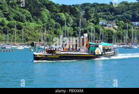 Raddampfer "kingswear Castle" am Fluss Dart, Dartmouth, South Devon, England, Großbritannien Stockfoto