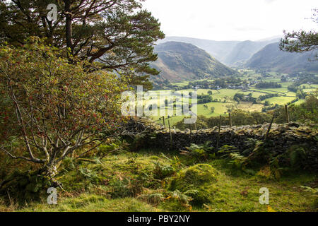 Schloss Crag, Lake District National Park, Großbritannien. Borger Dalr Geologie, Borrowdale-tal Stockfoto