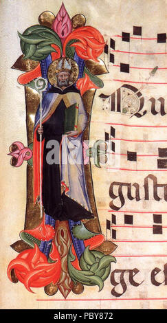 167 Don Silvestro dei Gherarducci - Codice Corale 19 - Hl. Augustinus in einem ersten ICH (Biblioteca Medicea Laurenziana, Cod. Kor. 19, Folio 149) Stockfoto