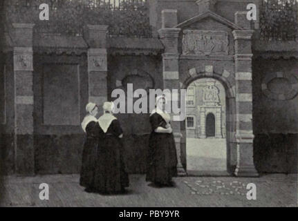 174 niederländische Malerei des 19. Jahrhunderts - Klinkenberg - Die Hofje van Dam Stockfoto