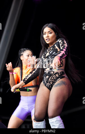 Stefflon Don führt auf der Bühne des Liverpool International Music Festival 2018 in Sefton Park Liverpool UK. Stockfoto