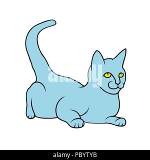 Blau süße Katze, Vector Illustration auf weißem Hintergrund Stock Vektor