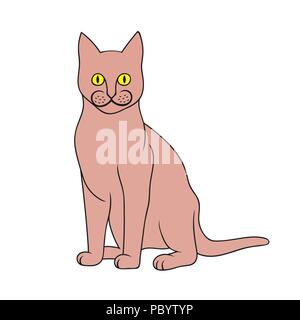 Rosa süße Katze, Vector Illustration auf weißem Hintergrund Stock Vektor