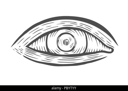 Vector Illustration des menschlichen Auges in graviert Stil Stock Vektor