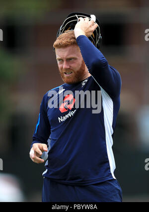 Englands Jonny Bairstow während einer Sitzung der Netze bei Edgbaston, Birmingham. Stockfoto