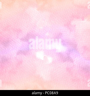 Von Hand bemalt soft pink und lila Aquarell Textur Hintergrund. Verwendbar für Karten, Einladungen und mehr. Bunte aquarelle Kulisse. Stockfoto