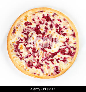 Köstliche italienische Pizza mit Ananas und Cowberry über Weiß Stockfoto
