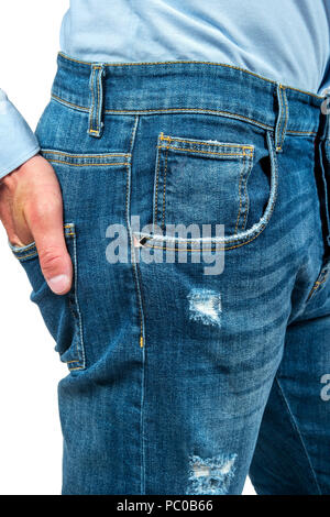 Neue Mode blue mens Jeans Nahaufnahme Stockfoto