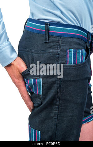 Schöne denim Shorts in Modell Nahaufnahme Stockfoto