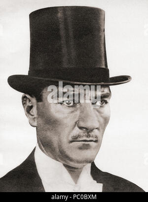Mustafa Kemal Atatürk, aka Mustapha Kemal Bey, 1881 - 1938. Türkische Armee Offizier, revolutionäre, Gründer der Republik Türkei und ihr erster Präsident. Von diesen enormen Jahre, veröffentlicht 1938. Stockfoto