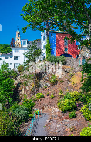 Portmeirion, Gwynedd, Wales, Vereinigtes Königreich, Europa Stockfoto