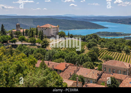 Chateau d'Aiguines, Verdon Schlucht, Alpes-de-Haute-Provence, Frankreich, Europa Stockfoto