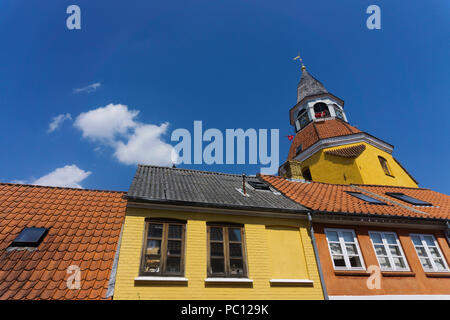 Historischen Turm und Gebäude in der Stadt Ribe in Dänemark Stockfoto