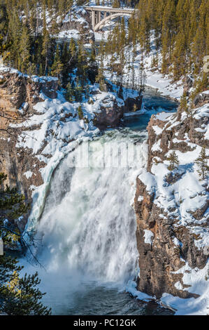 Obere Yellowstone fällt auf den Yellowstone River im Yellowstone National Park in Wyoming Stockfoto