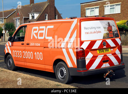 RAC, Royal Automobile Club, Reparatur van, Verkehr, Straße, fahren, Hilfe, Norfolk, Großbritannien Stockfoto