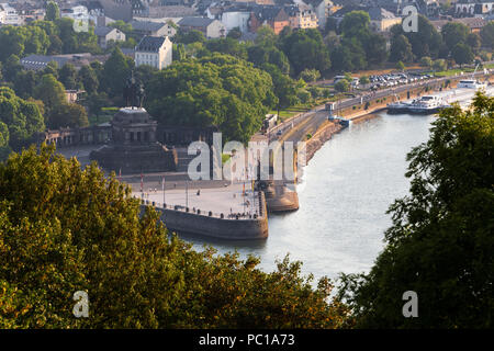 Deutsches Eck koblenz Deutschland von oben Stockfoto