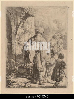 Abraham Casting, Hagar und Ismael. Stockfoto