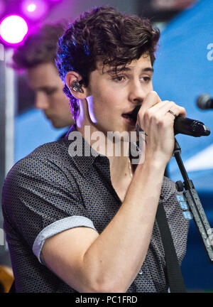 New York, NY, USA. 1. Juni 2018. Kanadische Singer-Songwriter Shawn Mendes führt auf NBC's "Heute" zeigen Sommer-konzertreihe am Rockefeller Plaza. Stockfoto