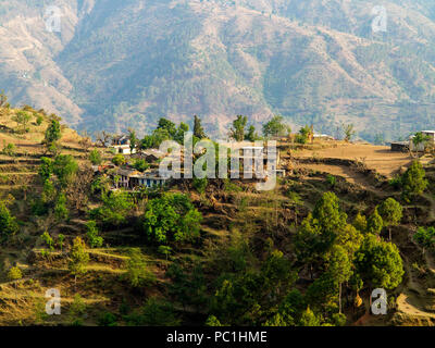 Terrassierten Feldern auf der remote Sanouli Dorf, wo Jim Corbett schoß die Panar Maneater, Kumaon Hügel, Uttarakhand, Indien Stockfoto