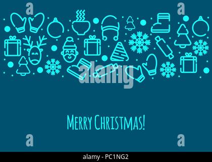 Weihnachtskarte, frohe Weihnachten Grüße, Banner mit Winter Symbole, Weihnachten Symbole. Vector Illustration Stock Vektor