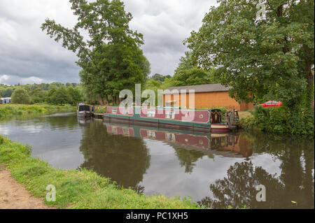 Pferd Kanal Lastkahn gezeichnet Stockfoto