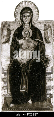 386 Maestro del Bigallo, Madonna in trono col bambino e aufgrund Angeli, collezione Acton, Villa la Pietra, Firenze Stockfoto