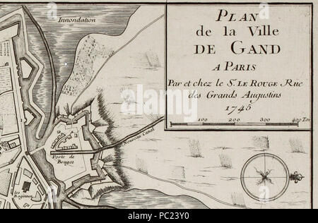 393 Karte von Gent von Georges Louis Le Rouge, Detail (2) Stockfoto