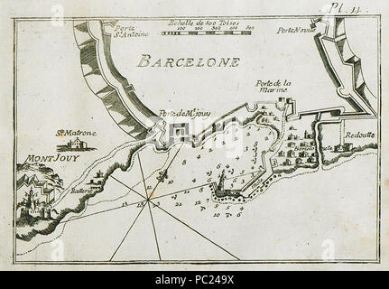 394 Karte des Hafens von Barcelona-Roux Joseph - 1804 Stockfoto