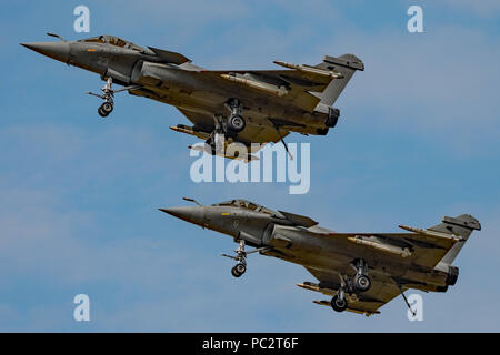 Anzeige durch die Dassault Rafale M der Französischen Marine Royal International Air Tattoo, RAF Fairford, England am 13. Juli 2018. Stockfoto