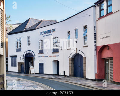 Vom 9. Juni 2018: Plymouth, Devon, Großbritannien - Plymouth Gin Destillerie in Southside Straße. Stockfoto