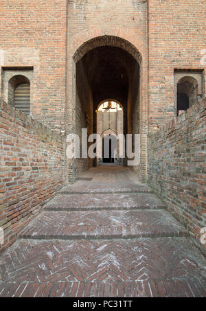 Schloss Estense, vier Türmen Festung aus dem 14. Jahrhundert, Ferrara, Emilia-Romagna, Italien Stockfoto