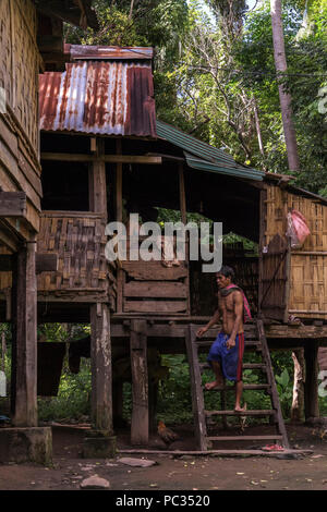 Fischer aus Don Khon, Laos, 400 Inseln Stockfoto