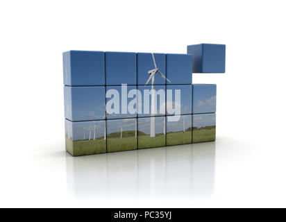 Bausteine für eine bessere Zukunft - Windenergie Stockfoto