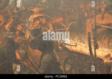 Adolph Menzel - Das Eisenwalzwerk - Die Iron-Rolling Mühle - 1872-1875 (Detail). Stockfoto