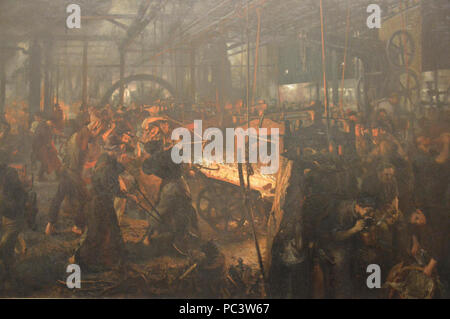 Adolph Menzel - Das Eisenwalzwerk - Die Iron-Rolling Mühle - 1872-1875. Stockfoto