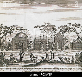 517 Darstellung des Tempel, ou Les pagodes idolatres au Tunquin, avec des Zahlen de leur Diuvictes, et des differentes - Jean Baptiste Tavernier - 1692 Stockfoto