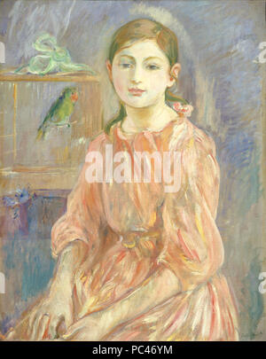 Berthe Morisot, Tochter des Künstlers mit einem Sittich, Französisch, 1841 - 1895, 1890, Öl auf Leinwand, Chester Dale Sammlung 592 des Künstlers Tochter mit einem SITTICH G -001195-20120311 Stockfoto