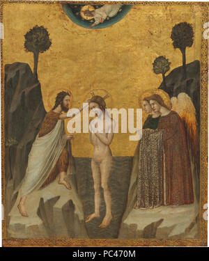 Malerei; Tempera auf Panel; bemalte Fläche: 46,3 × 49 cm (18 1/4 x 19 5/16 in.) insgesamt (ursprüngliche Panel): 48,8 × 41,2 cm (19 1/4 x 16 1/4 in.) Insgesamt (einschließlich hinzugefügt Streifen): 49,6 × 42 cm (19 1/2 x 16 9/16 in.) gerahmt: 56 x 48,6 x 4,6 cm (22 1/8 x 19 1/8 x 1 13/16 in.); 592 Die Taufe Christi eine 16791 Stockfoto