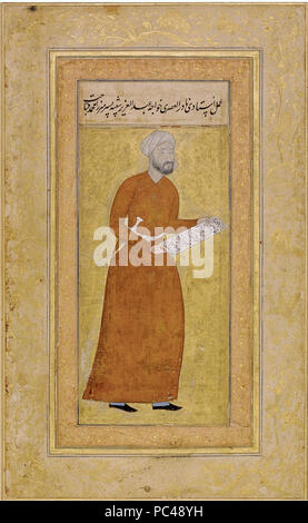 558 Unterzeichnet Abd al-Aziz, PORTRAIT VON MIRZA - Muhammad, der SOHN DES QABAHAT, von Abd al-Aziz, Persien, Tabriz, ca. 1540-45, SOTHEBY'S Stockfoto