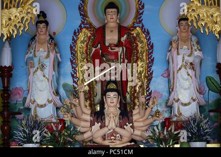 Chua Tu Quang buddhistischer Tempel. Buddha, Quan bin und Tausend bewaffneten Avalokitesvara, der Bodhisattva des Mitgefühls. Statuen. Vung Tau. Vietnam. | Verwendung weltweit Stockfoto