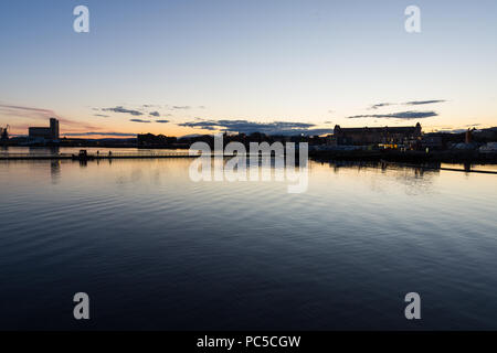 Panoramablick von der Bjørvika, östlich des Zentrums von Oslo im Sunset, Norwegen Stockfoto