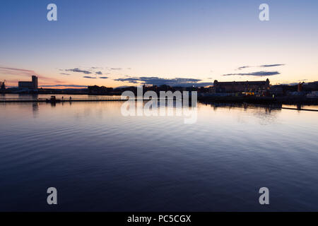 Panoramablick von der Bjørvika, östlich des Zentrums von Oslo im Sunset, Norwegen Stockfoto