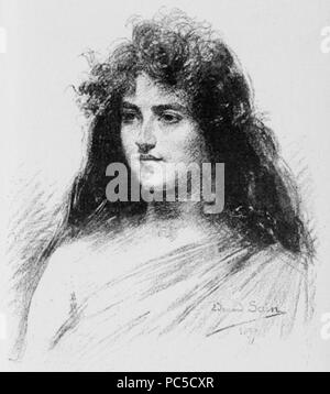 664 Édouard Alexandre Sain - Étude au fusain 1897 Stockfoto