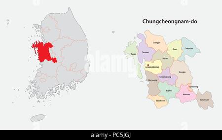 Südkorea chungcheong Provinz Karte Stock Vektor