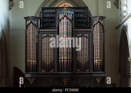 Die Orgel in St. Mary's Church, Welford, Northamptonshire, England, Großbritannien Stockfoto