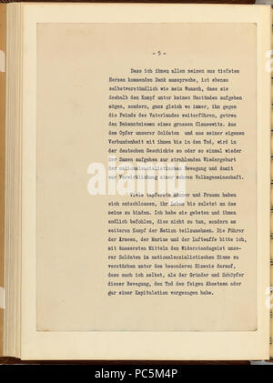 491 politische Testament von Adolph Hitler 1945 Seite 5 Stockfoto