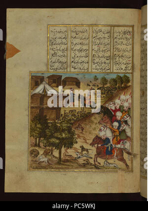 10 Atai (Walters MS 666) - Sultan Mahmud auf dem Pferd sprechen mit Ayaz Stockfoto