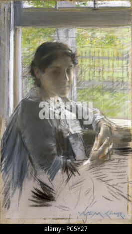 16 Brooklyn Museum - Am Fenster - William Merritt Chase - Gesamt Stockfoto